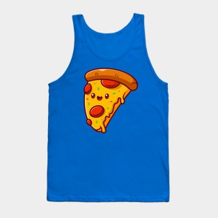 Cute Smiling Pizza Slice Cartoon Tank Top